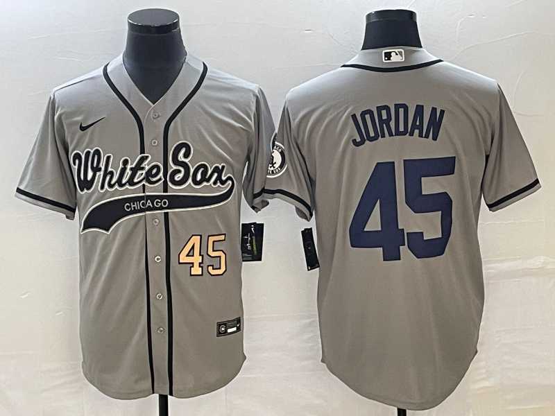 Men%27s Chicago White Sox #45 Michael Jordan Number Grey Cool Base Stitched Baseball Jersey->chicago white sox->MLB Jersey